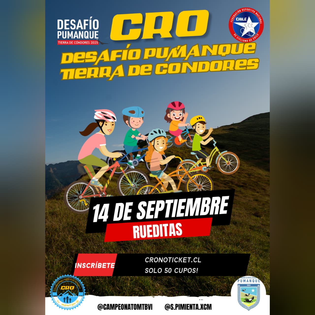Afiche "RUEDITAS" Desafío Pumanque CRO 2025