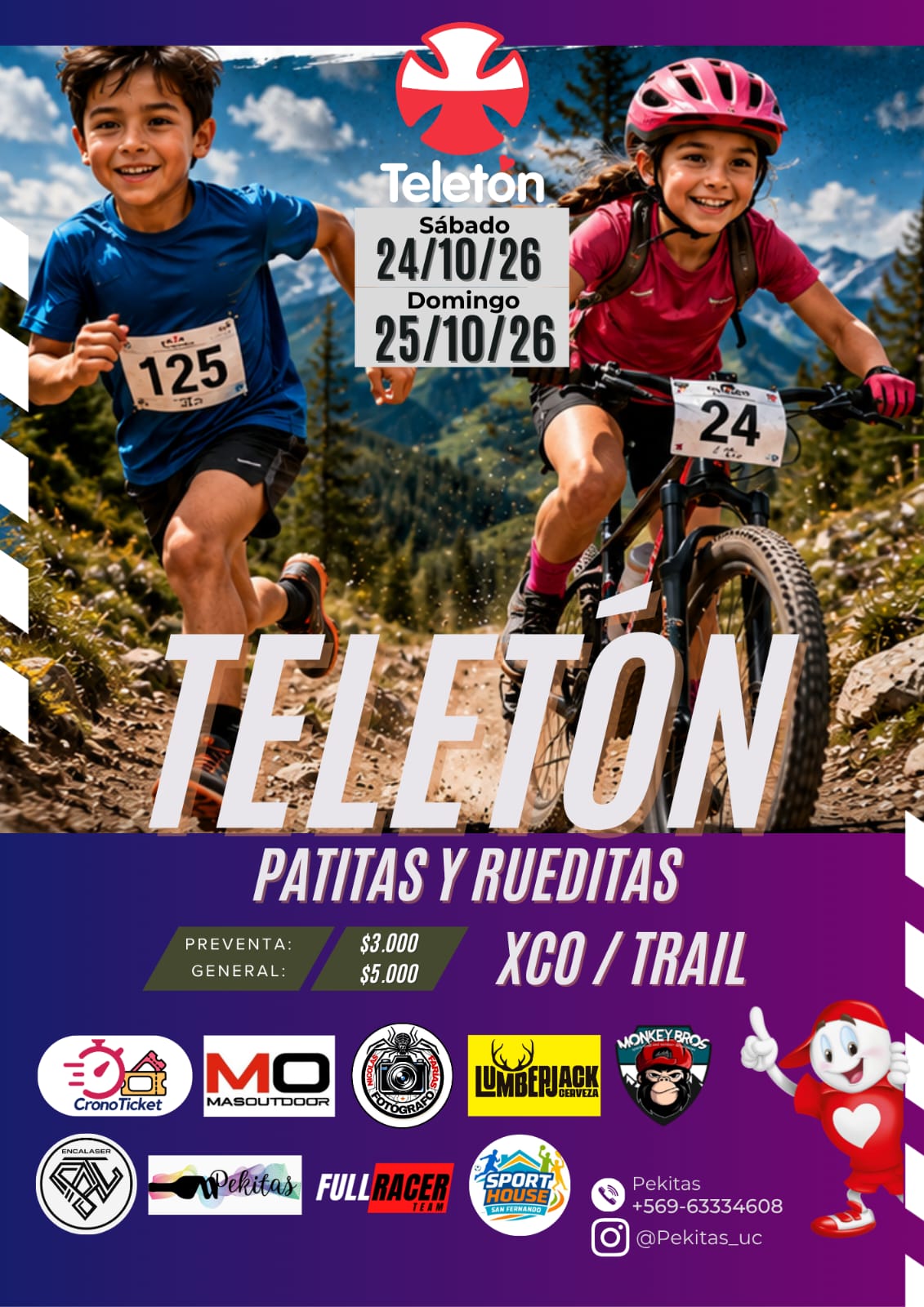 Afiche TELETÓN 2026 - TRAIL PATITAS